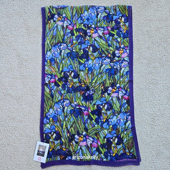 Metropolitan Museum of Art Accessories - NWT The Met Silk Scarf Tiffany Irises Stained Glass Flowers Floral